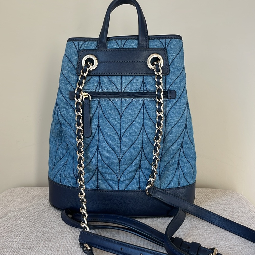 Kate Spade “Briar Lane” quilted denim bucket backpack - EUC - Picture 4 of 11